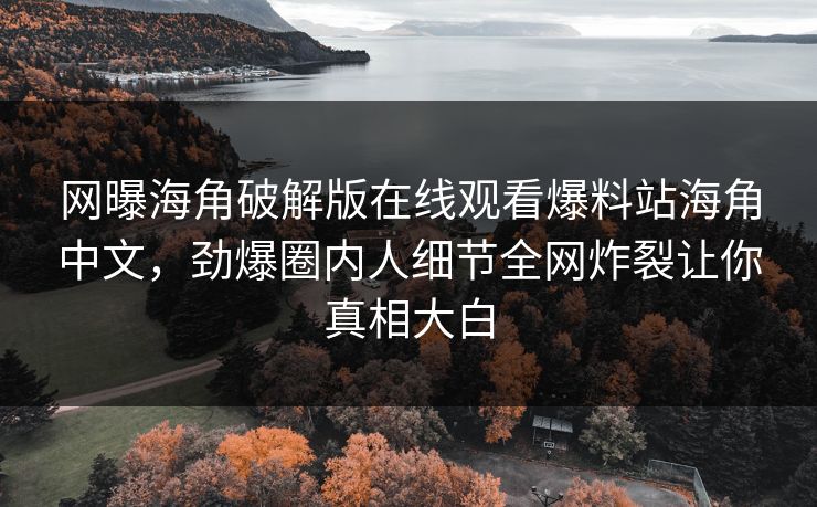 网曝海角破解版在线观看爆料站海角中文，劲爆圈内人细节全网炸裂让你真相大白