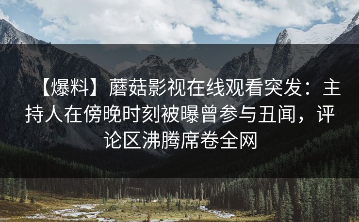 【爆料】蘑菇影视在线观看突发：主持人在傍晚时刻被曝曾参与丑闻，评论区沸腾席卷全网