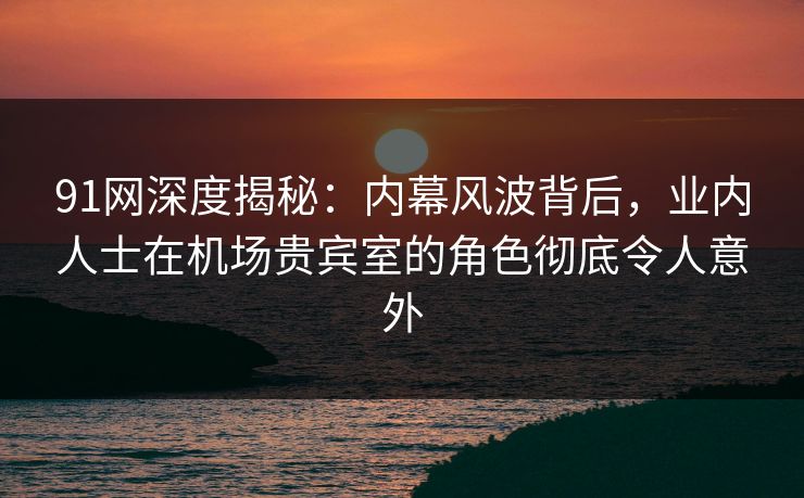 91网深度揭秘：内幕风波背后，业内人士在机场贵宾室的角色彻底令人意外