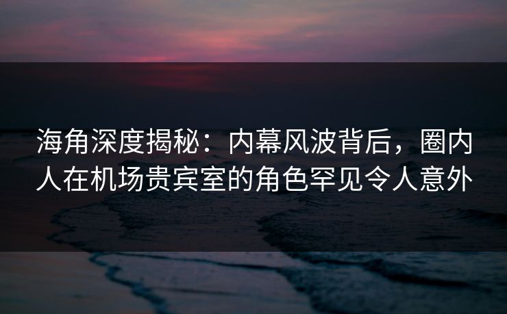 海角深度揭秘：内幕风波背后，圈内人在机场贵宾室的角色罕见令人意外